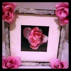 Pink flowers picture and frame